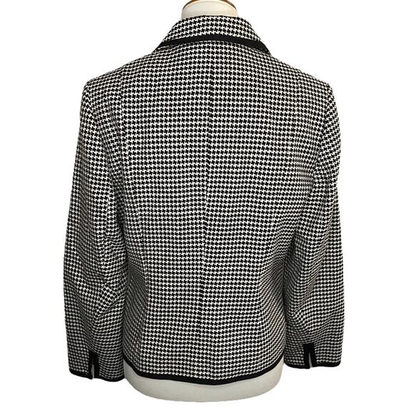 Vintage Talbots Houndstooth Plaid Blazer Black Wool Jacket 12P Preppy Academia - Picture 11 of 15